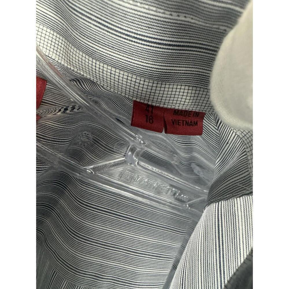Hugo Boss Red Label Koey Slim Fit Easy Iron Striped Dress Shirt Blue Size 41/16 - Picture 5 of 8
